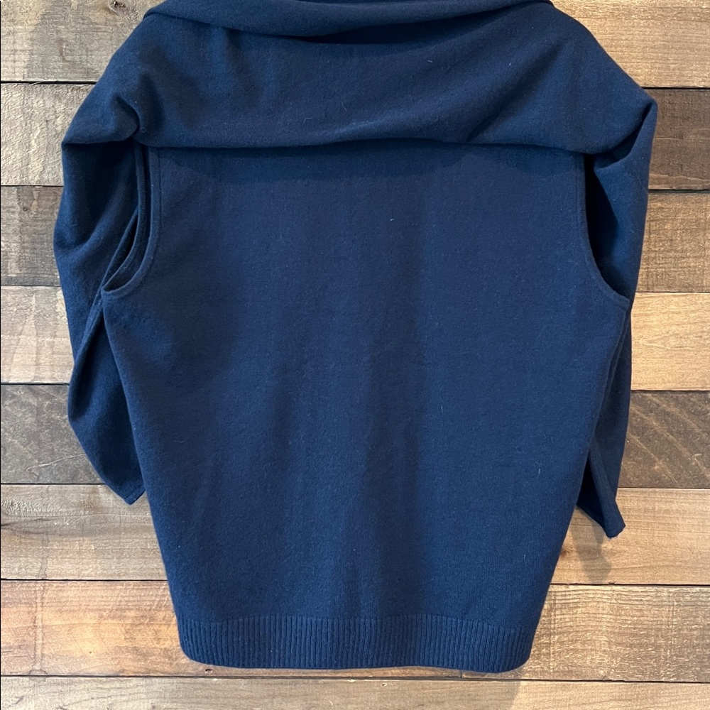 St. John Women's Cashmere Navy Blue Cape Sweater Cardigan - Picture 5 of 8